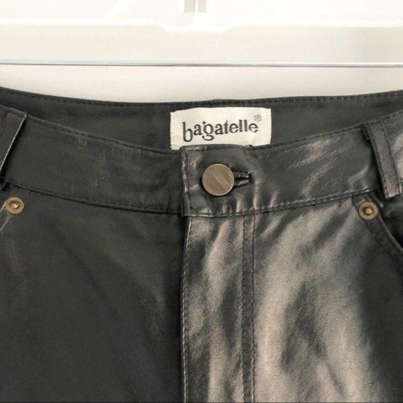 Bagatelle Vintage 100% Leather Black High Waisted Straight Leg Pants - Picture 7 of 12